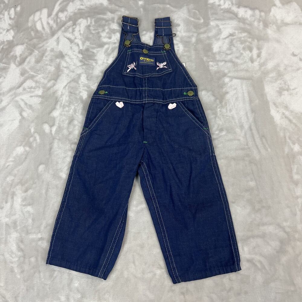 VTG Oshkosh Overalls Toddler Girl 18M-2T? Union‎ Made USA Sanforized Vestbak